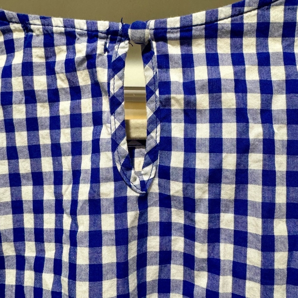 Cherish Gingham Floral Embroidered Top Blue Check — Fits Medium - Picture 9 of 14